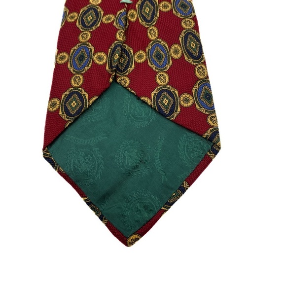 Tommy Hilfiger Necktie Dark Red Navy and Gold - Picture 5 of 10